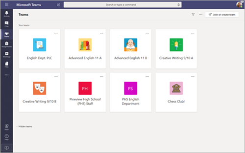 Grid view in Teams 